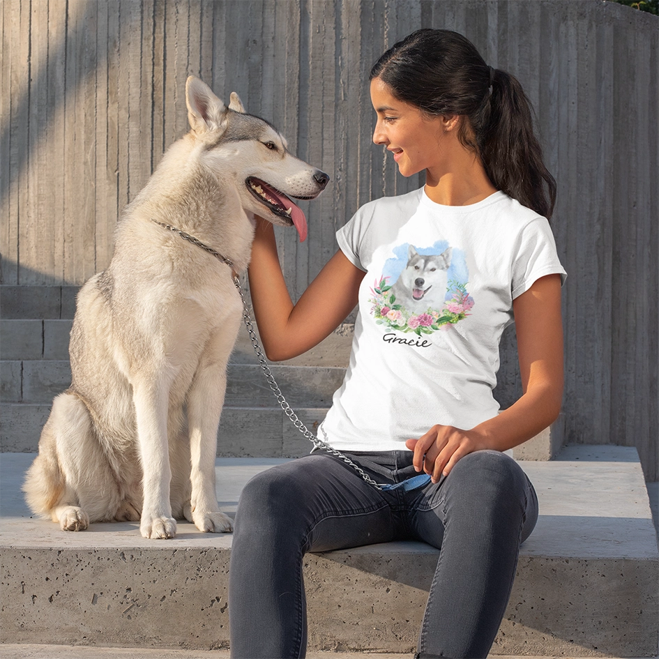 Unisex Heavy Cotton Tee Custom Hand-Drawn Pet Photo