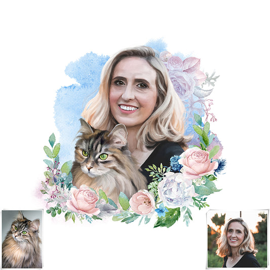 Owner With Pet Portrait-garland style