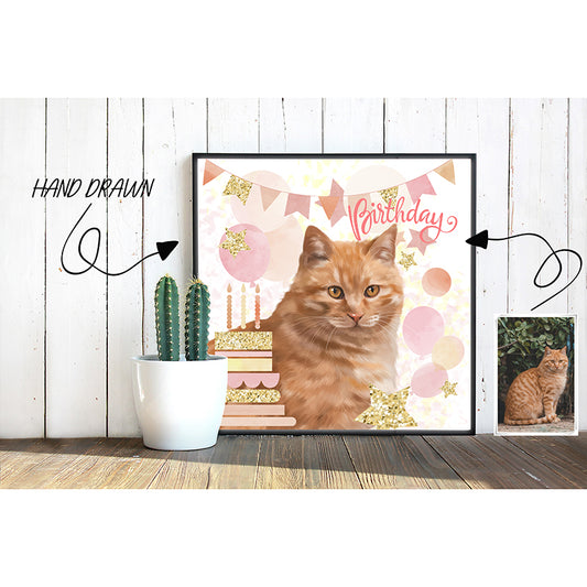 Happy Birthday Custom Pet Portraits